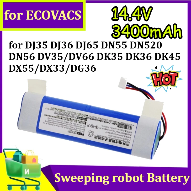 14.4V 3400mAh Battery for ECOVACS DEEBOT DJ35 DJ36 DJ65 DN55 DN520 DK35 DK36 DK45 Robot Vacuum Cleaner Replacement Parts