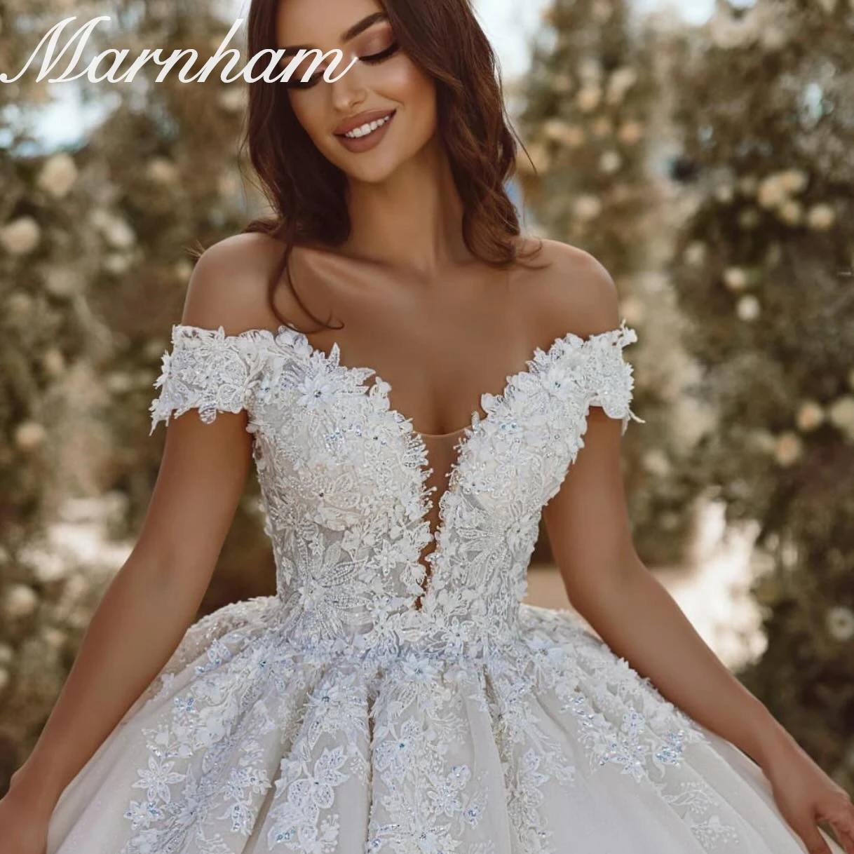 Marnham V Neck Pleat Bride Robe Illusion Mermaid Bridal Dress Sexy Pearls Wedding Gown Customized Vestido De Novia Court Train