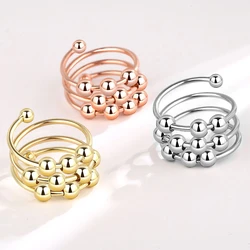 Minimalist Anxiety Ring for Girls Women Rotate Fidget Rings Men Anti Stress Spiral Beads Ring Vintage Jewlery Gift