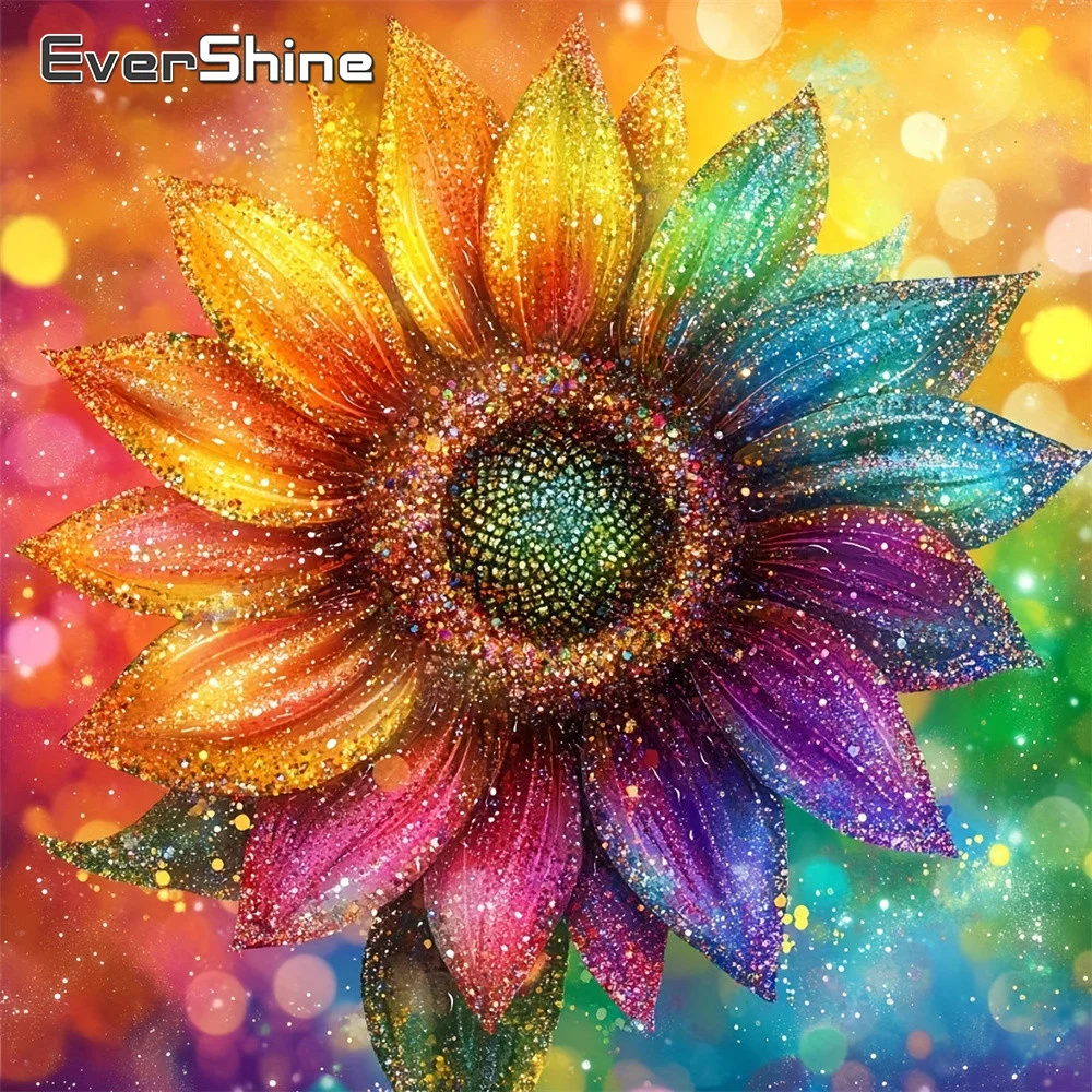 EverShine DIY Mosaico de Diamantes Flor Girasol con Taladro Completo, Pedrería, Apto para Principiantes, Bordado, Hobby Hecho a Mano