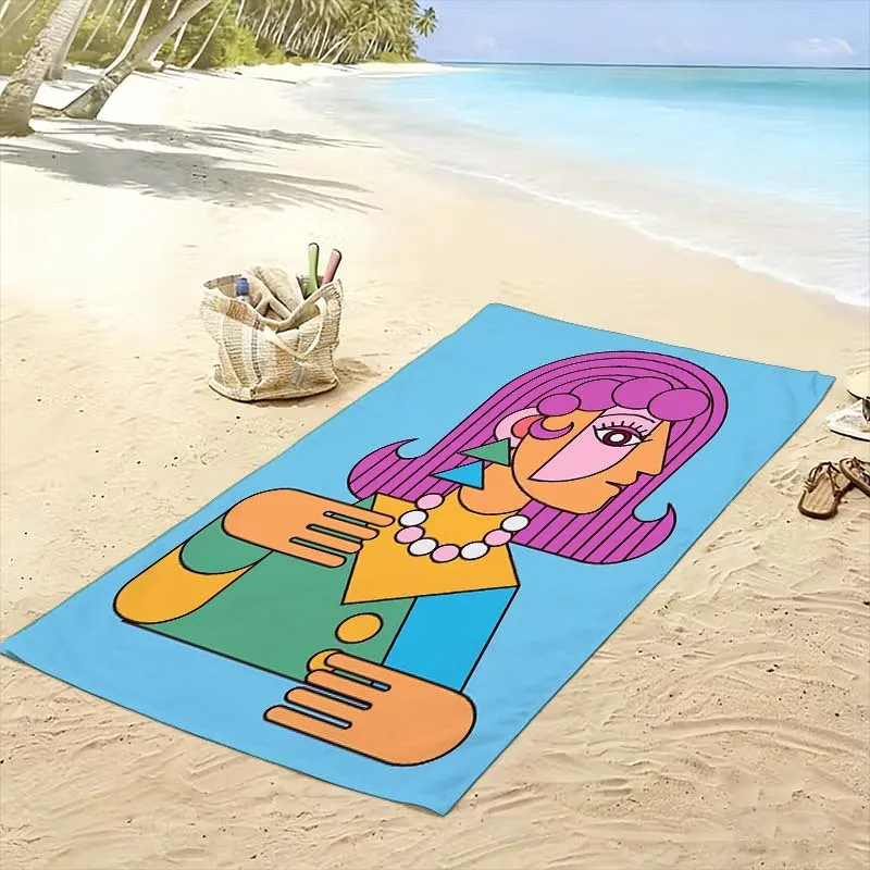 Oversized Pop Art Beach Towel 80x160cm Large Summer Vacation Poolside Bath Towel Retro Tropical Boho Coastal Chic Gift