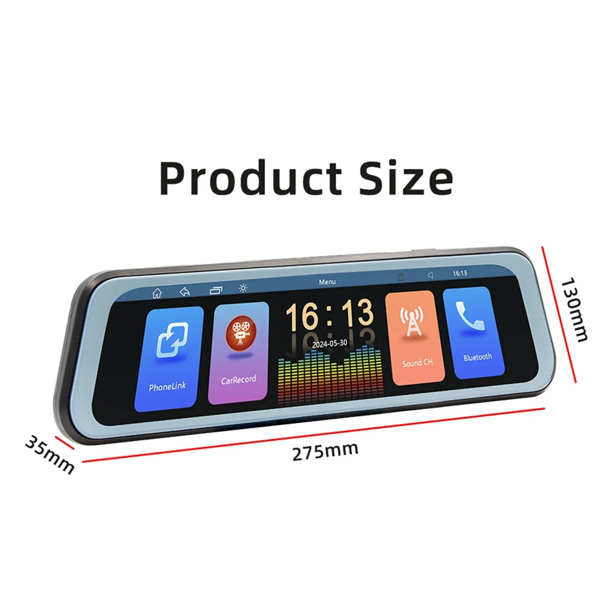 9.36 Inch Touch Screen Wireless CarPlay Car Stream Media Dashcam DVR Rearview Mirror Dash Camera Recorder Night