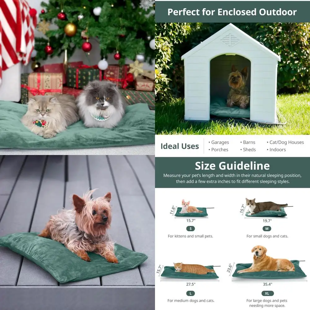 

Outdoor Heated Dog Bed, 80W Soft Pet Warmer, 35.4x23.6, Safe Cord for Cats & Dogs