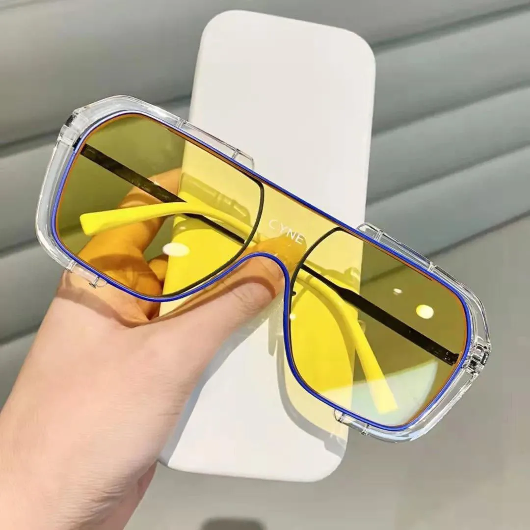 Korean-style Transparent Conjoined Large Frame Wei Ting Same Style Polygon Sunglasses for Sunshade Driving Beach Sunglasses Tren
