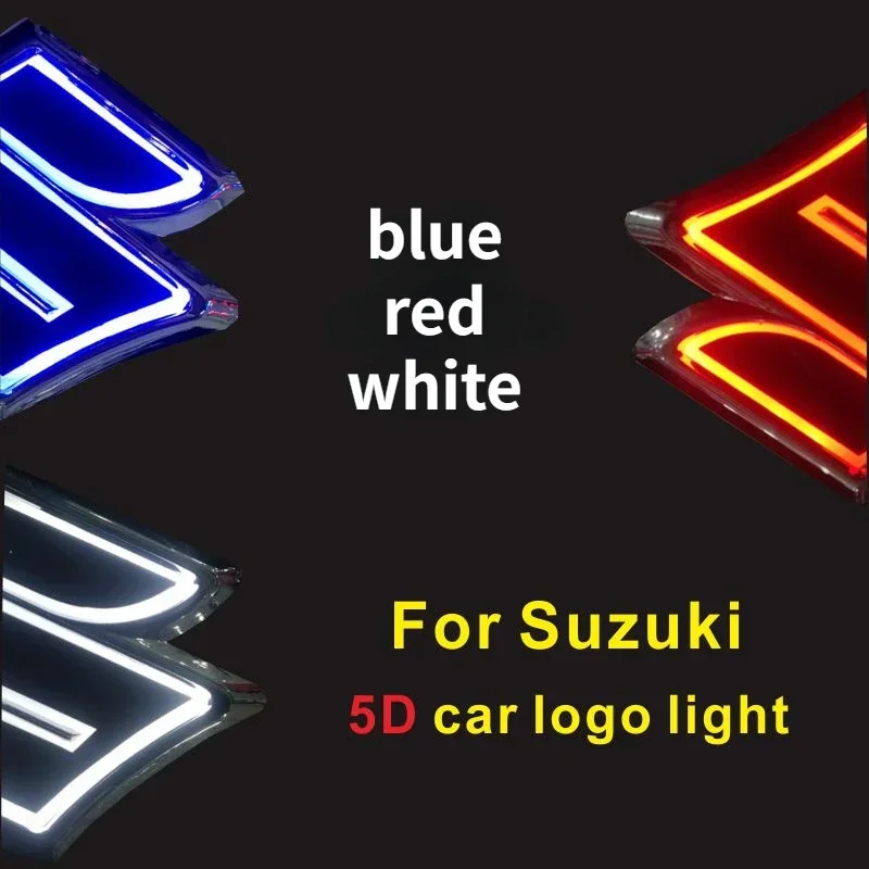 

5D car front grille trunk logo LED lights modified lights For Suzuki Swift Warrior SX4 Jimny Viitala Beniotto Falcon Jewelry