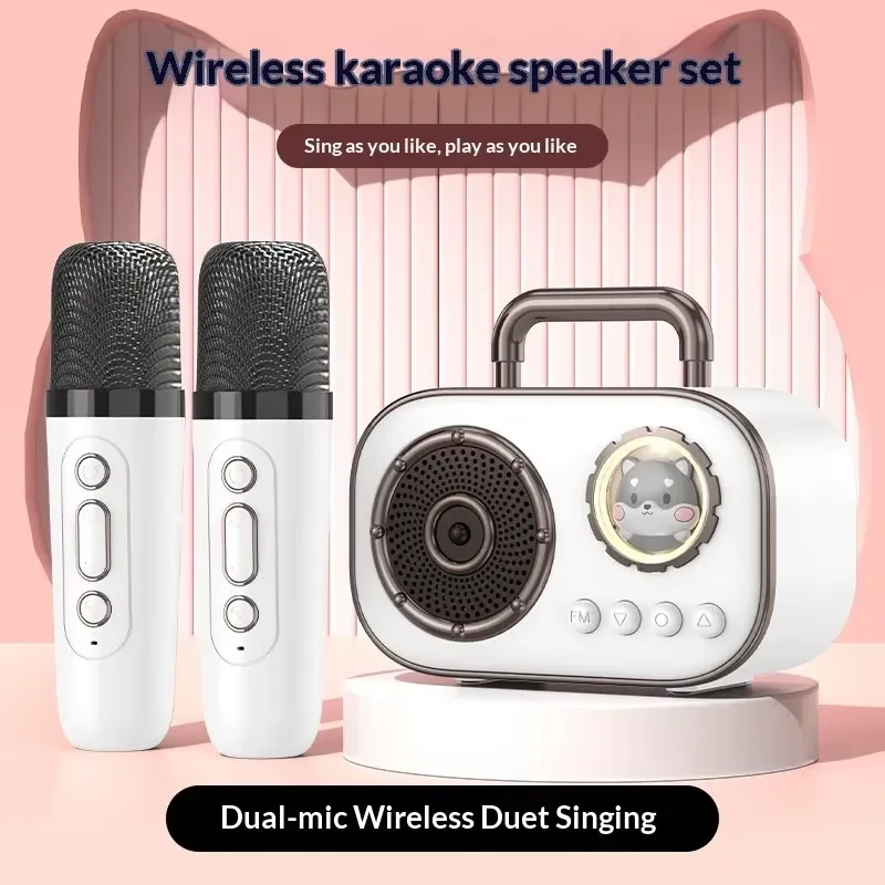 BOLRZO Portable 5.3 speaker home wireless karaoke sound system with dual microphones, plastic material, suitable for outdoor