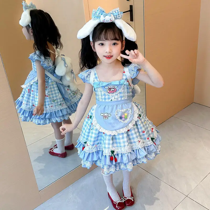 

Платье Лолита с короткими рукавами и рюшами для девочек, новое летнее платье принцессы на бретельках, модное мягкое детское платье для дня рождения