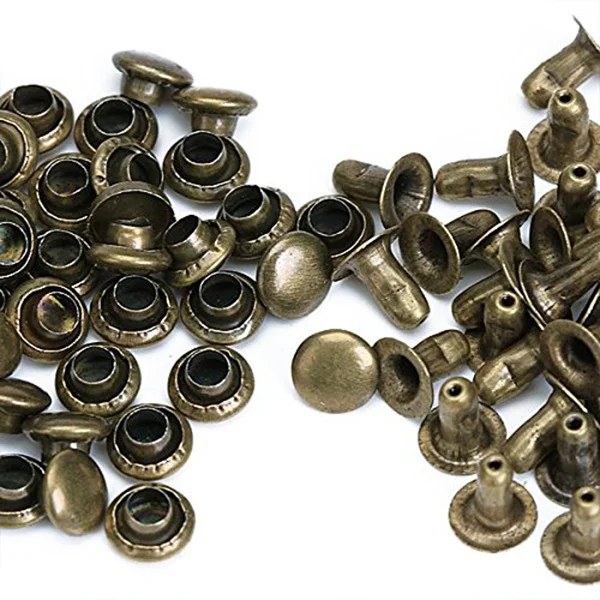 

100 Sets 6mm Round Brass Rivets Copper Iron Decorative Craft Studs for Shoes Bags Handmade Accessories