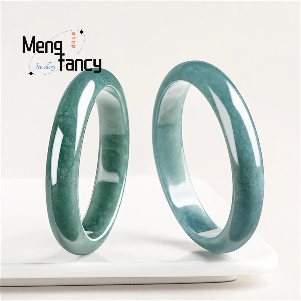 Natural A-goods Jadeite Blue Water Positive Circle Peace Bangle Ice Jade Exquisite Best Selling Fashion Luxury Quality Jewelry