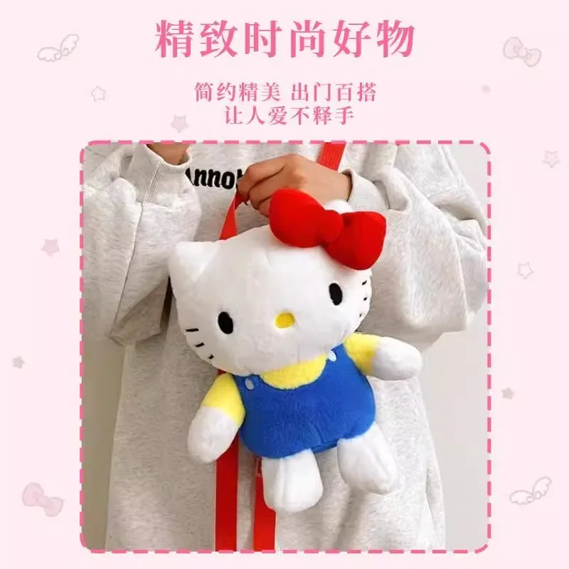 Genuino Anime Sanrio Hello Kitty farcito giocattolo femminile Kawaii KT gatto spalle zaino donna bambino zainetto bambola ragazza regalo di compleanno
