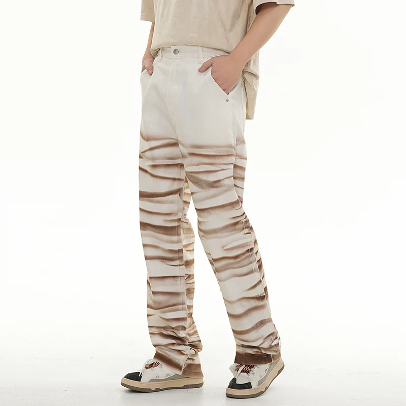 Loose Straight Dirty Jeans Men's Personality Design Retro Classic Street Hip Hop Fashion Teenagers Korean Casual Y2K Trousers