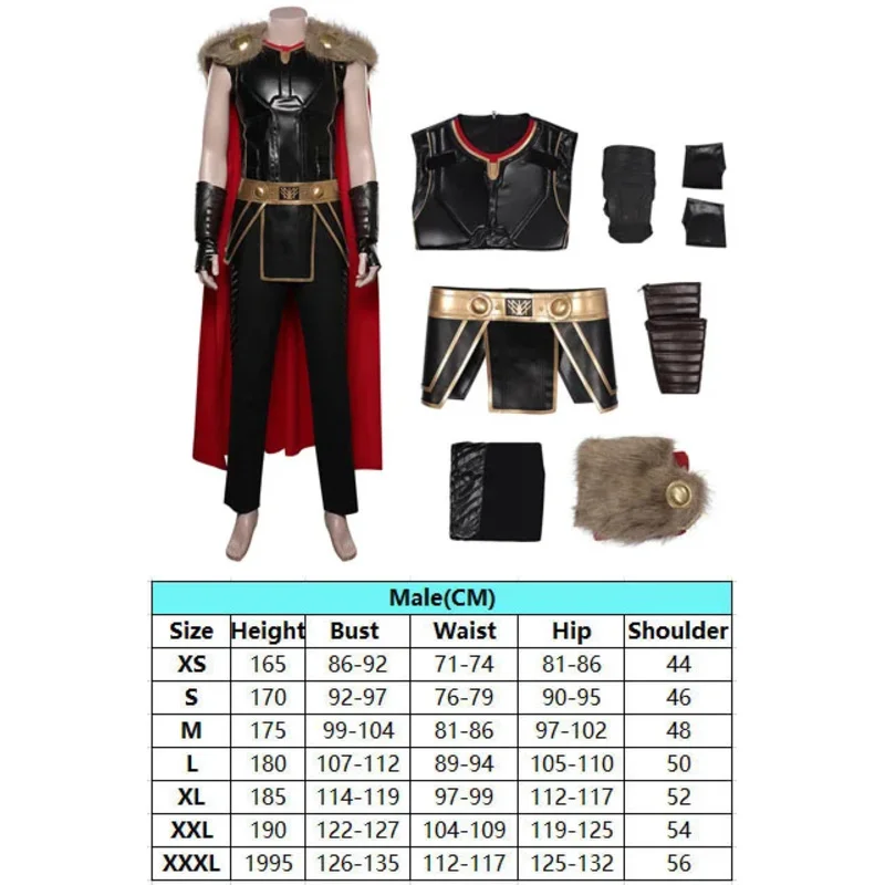 Sky 02 Film Liefde En Donder 4 Thor Cosplay Fantasie Pruik Mantel Set Mannen Kostuum Voor Mannelijke Superheld Pak Rollenspel Halloween Pa88Li