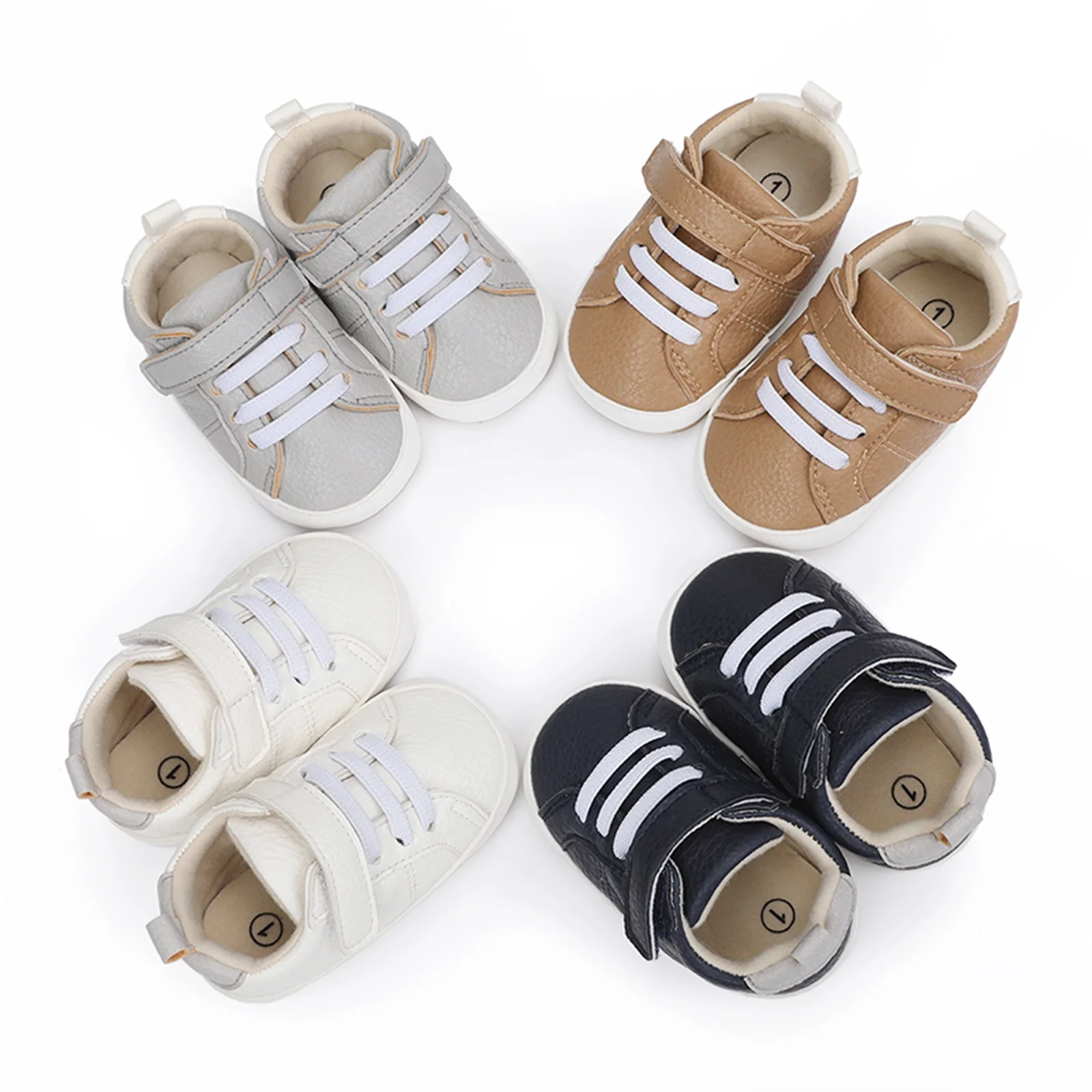 

Infant Baby Girls Boys Sneakers PU Leather Anti-Slip Soft Sole Prewalker Toddler First Walker Shoes