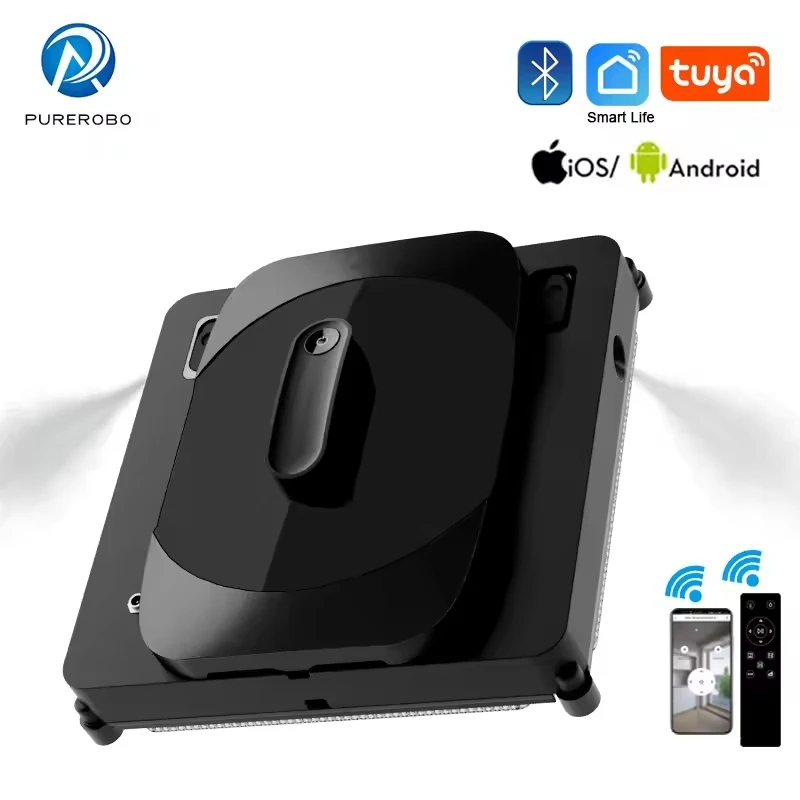 Robot Window Cleaner PUREROBO W-S8S，Tuya APP，2.4G Infrared Remote Control，2 Sprayers Smart Automatic Water Spray Fall Protection