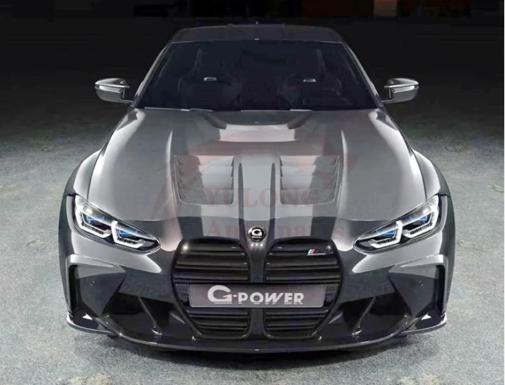 Real Carbon Fiber G-power Style Bonnet For BMW G80 G82 M3 M4 2019 2020 2021 2022 Front Engine Hood Vent Cover