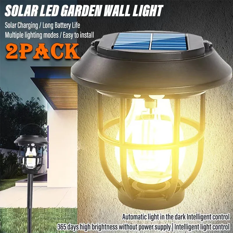 1/2Pcs Solar Floor Lights Outdoor 3IN1 LED Induction Decorative Wall Light Tungsten Hanging Lamps for Garden Landscape