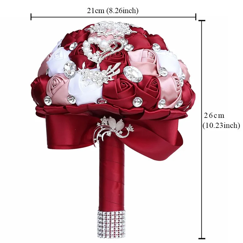 

Spot New Bridal Ribbon Bouquet European Wedding Supplies Ribbon Rose Rhinestone Bouquet W228B