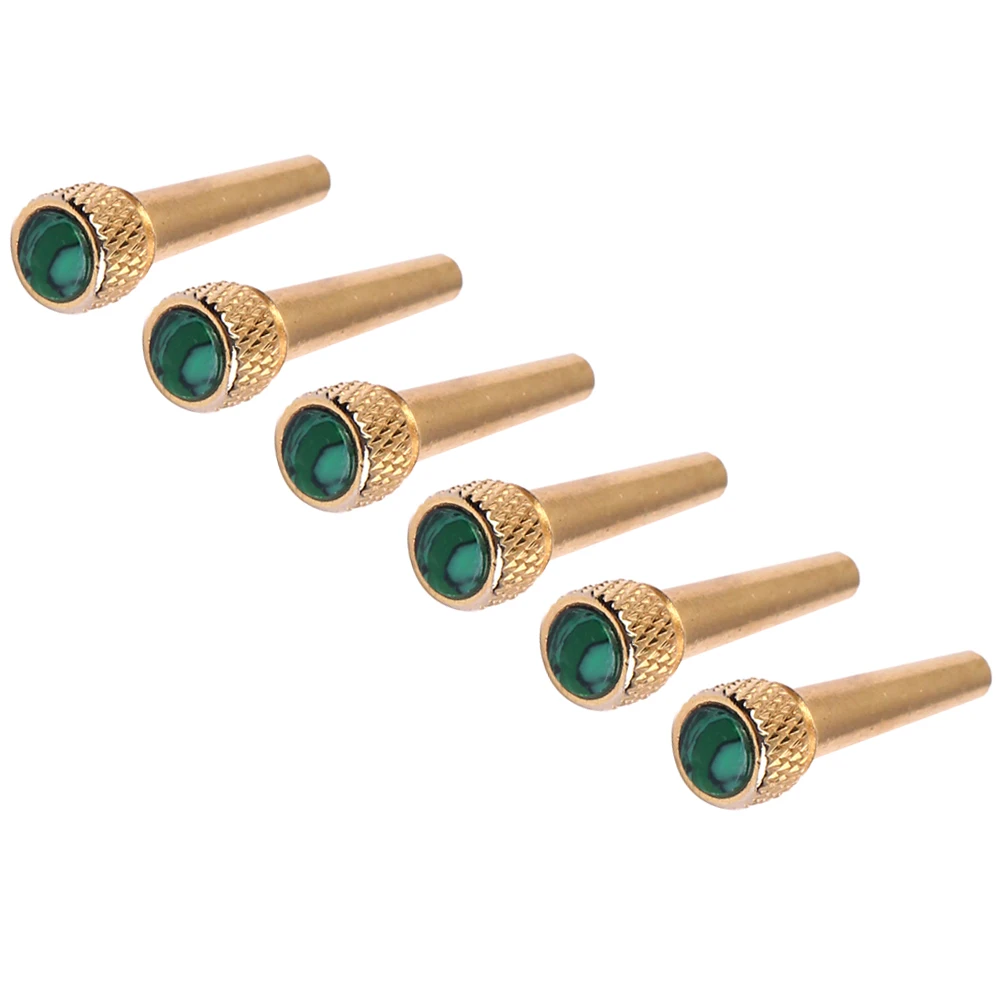 

6 Pcs Golden Stringed Guitar Spare Parts Bridge Pins Brass Inlaid Abalone Dot