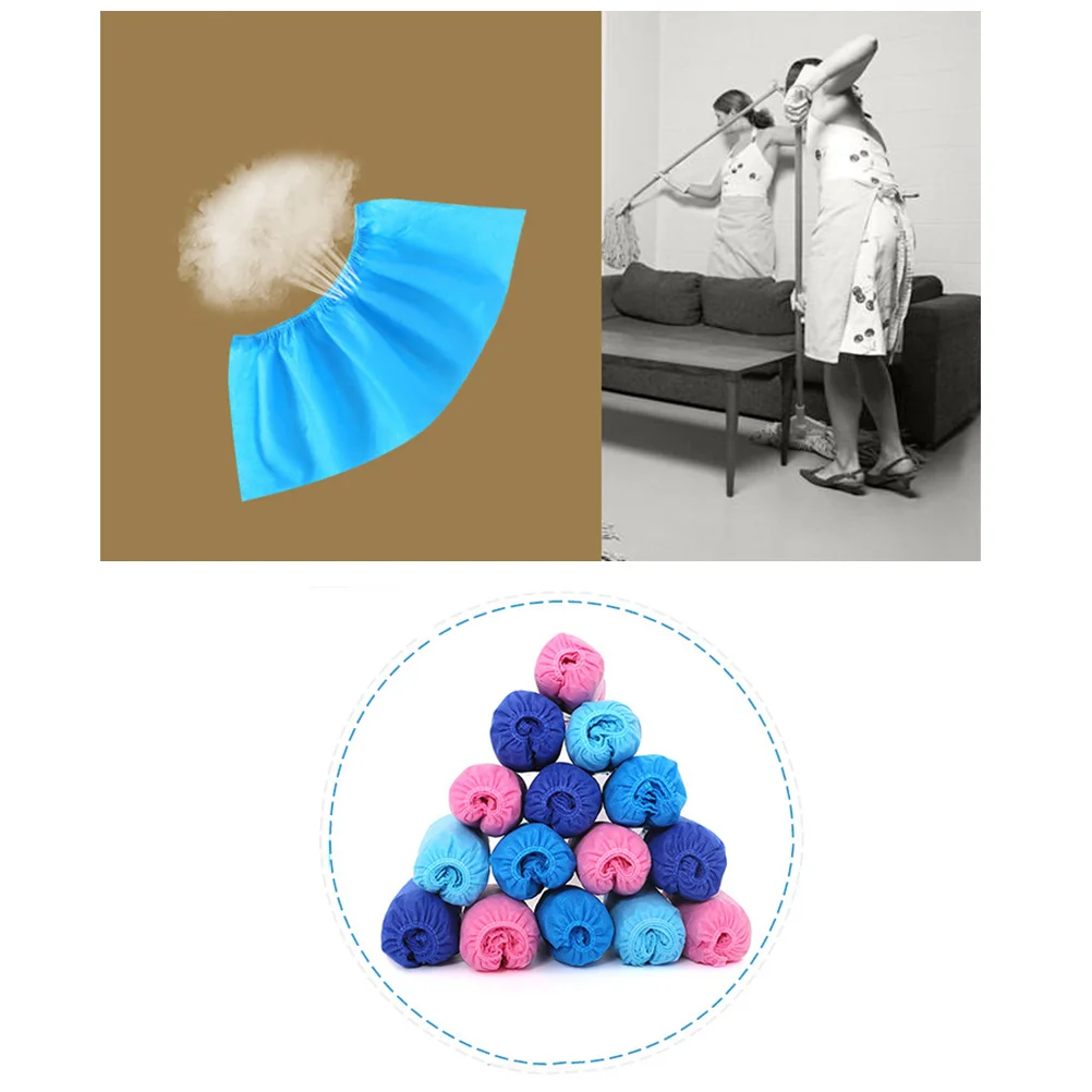 200Pcs Nonwoven Fabric Disposable Shoes Cover Elastic Band Nonslip Breathable Shoe Protector Home Office Travel Use