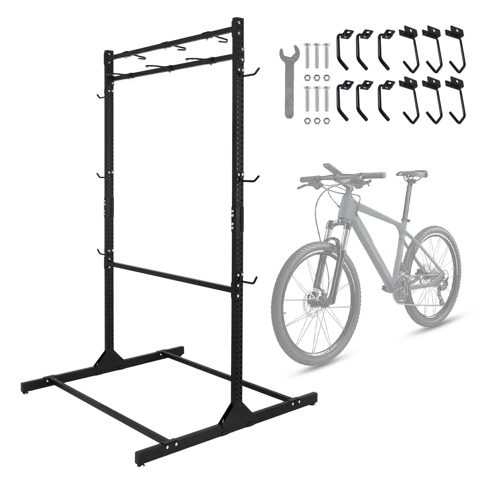 

Компактные подставки для велосипедов с регулируемыми крючками, вертикальные органайзеры для велосипедов, вмещают до 6 велосипедов и 6 шлемов, подходят для шоссейных велосипедов и горных велосипедов (MTB).