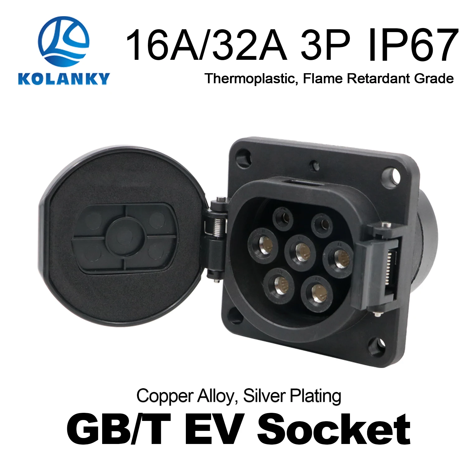 Kolanky GBT China EV Car Socket 32A 22KW EV Connector For Electric Car Charging Female Socket 380V-450V Electric Vehicle Cars