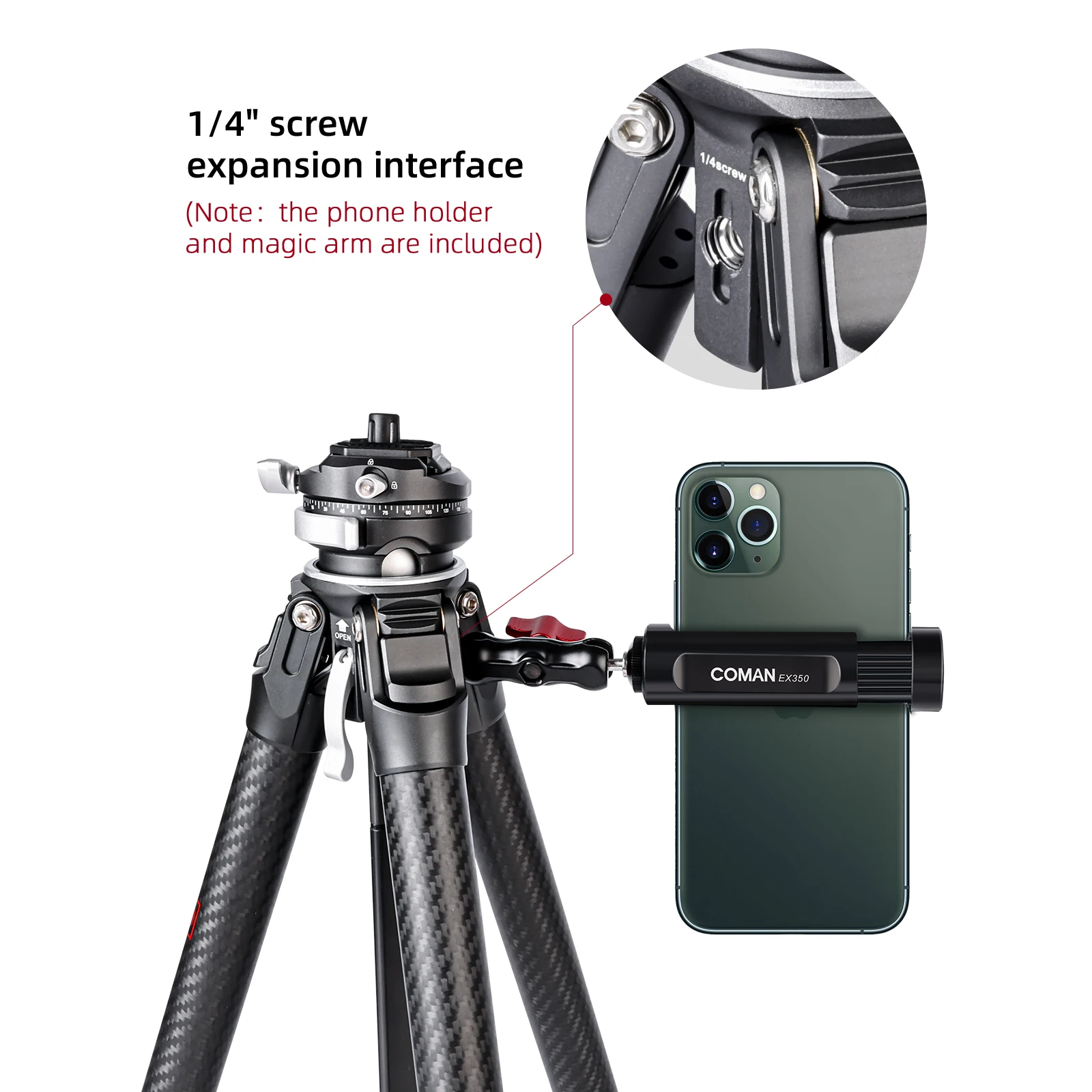 Trípode de viaje COMAN Zero X Y V F38 Light W G, trípodes ligeros de fibra de carbono para exteriores para cámara DSLR, trípode monopié para teléfono