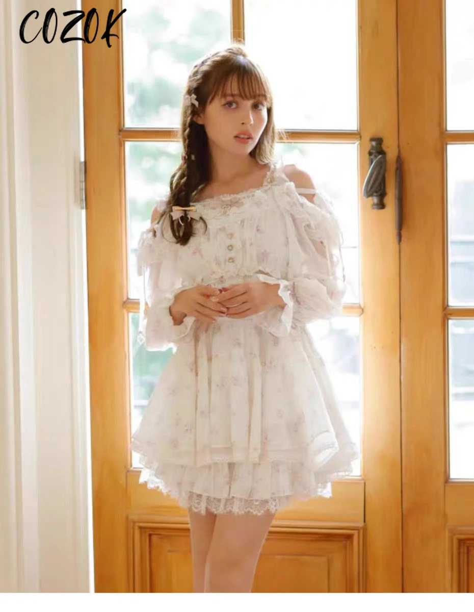 

Комплект шорт, весна-лето, новинка 2023 года, милое шифоновое платье с цветочным принтом на подтяжках, платье Liz Mine Mass Production, шорты, комплект из 2 предметов для женщин