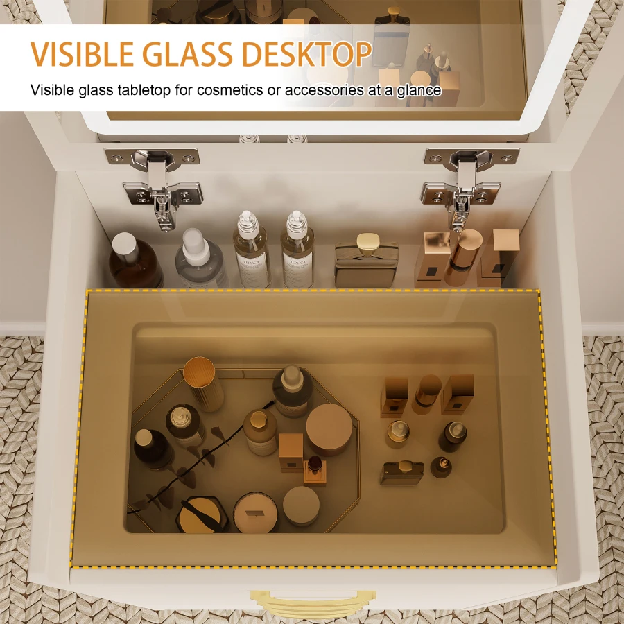 3 in 1 Vanity Desk with open T - Desk Setup Drawing 评论和价格