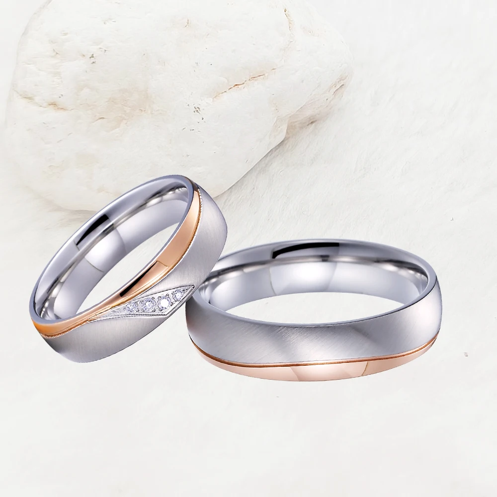 Finger Rings For Girls Couples His and Hers Wedding Rings Designer Bicolor 18k Gold Plated Stainless Steel Jewery