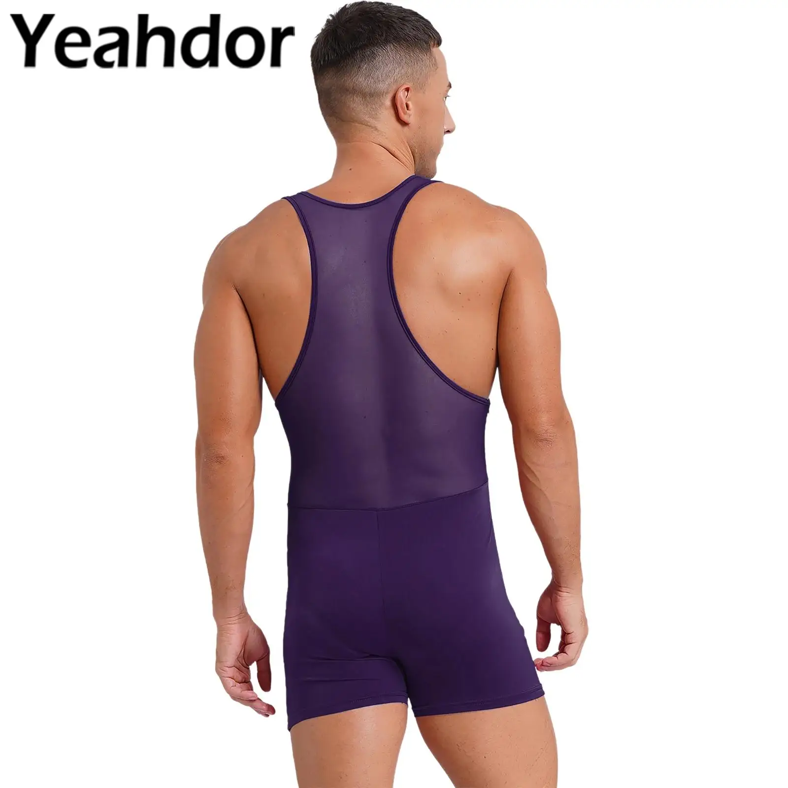 Men Wrestling Singlet Boxers Shorts Muscle Jumpsuit Rompers Tank Tops Leotard Bodysuit for Gymnastics Bodybuilding Yoga Fitness