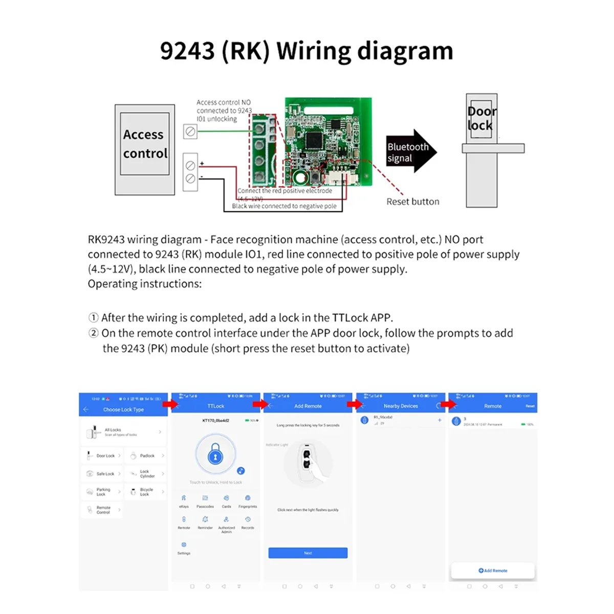 4.5-10V BLE5.0 สมาร์ทสวิทช์ล็อคอิเล็กทรอนิกส์โมดูลสําหรับ TTLOCK APP ทํางานร่วมกับ GATEWAY G2 สําหรับ Alexa / Google Home