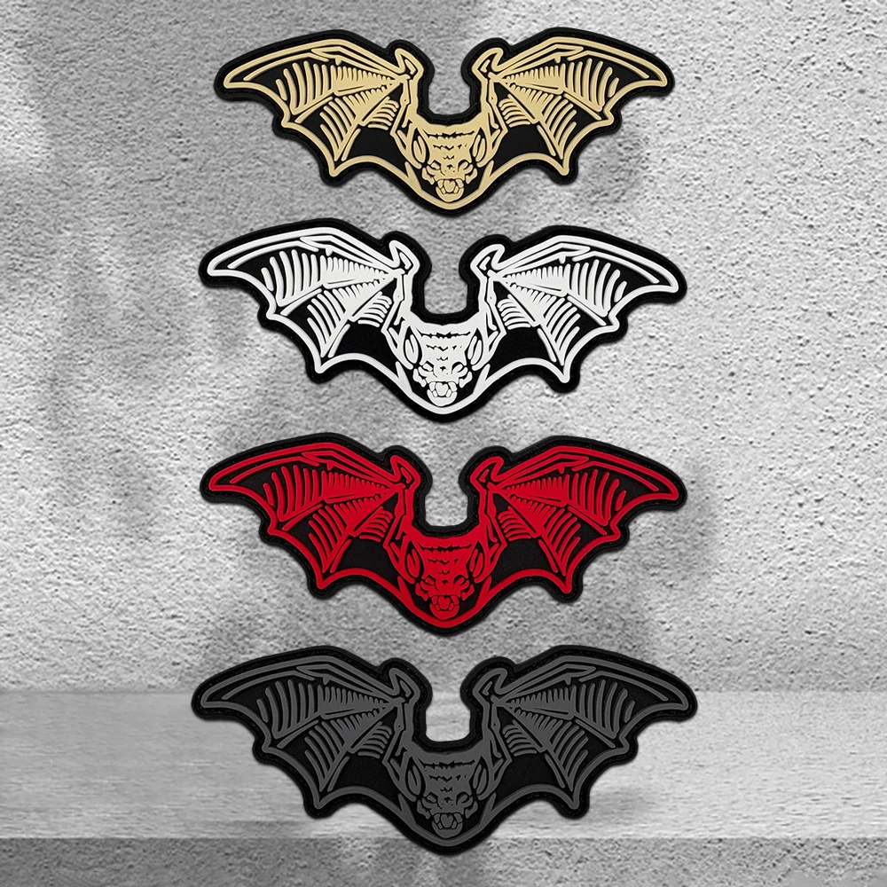 Alien Bat Skeleton Embossed Pattern Pvc Armband Patch Badge with Glow-In-The-Dark Effect, Waterproof and Wear-Resistant, for Jackets, Backpacks, Vests, and Clothing, Personalized Identification Patch with Fleece Backing