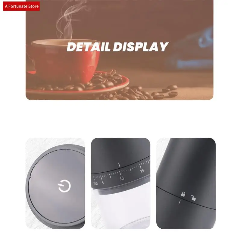 Portable Battery Powered Burr Coffee Grinder With 38 Adjustable Settings, For Travel, Camping, Office,Espresso,Pour Over-A78G