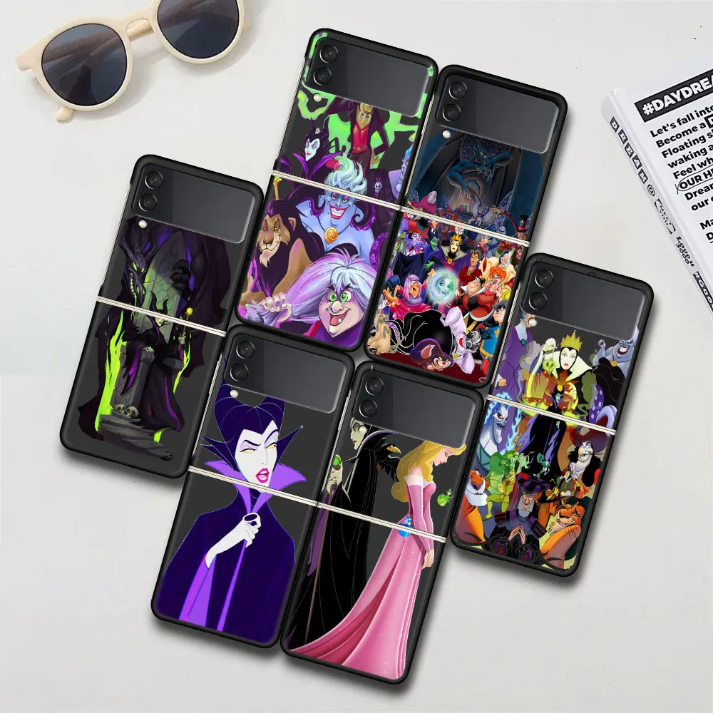 Disney Maleficent Case for Samsung Galaxy Z Flip4 Flip3 Hard PC Phone Cover Flip 4 3 5G Black Folding Funda Zflip4 Zflip3 Shell