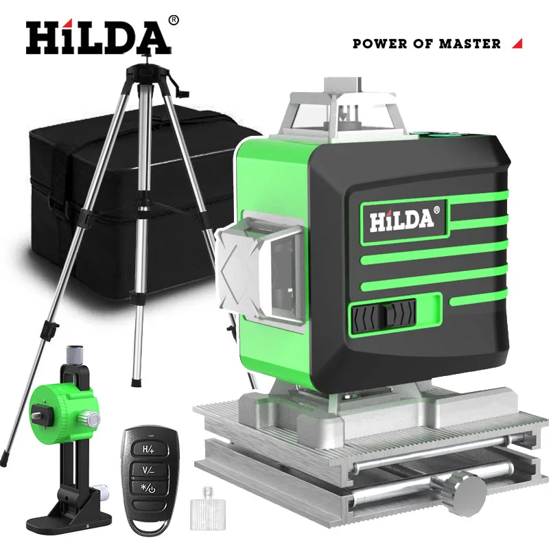 

HILDA Laser Level 12/16 Lines 3d/4d Self-leveling 360 Horizontal And Vertical Cross Super Powerful Portable Green Laser