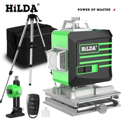 Hilda Laser Level 12/16 Lines 3d/4d autolivellante 360 orizzontale e verticale croce Laser verde portatile Super potente