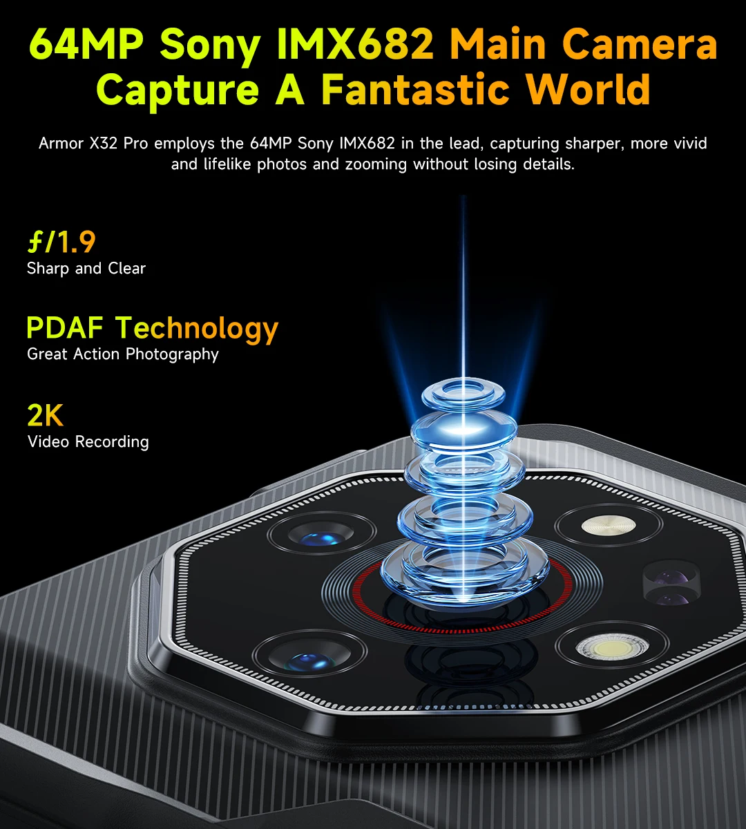 Ulefone Armor X32 Pro 5G Rugged Phone Android 14 16GB+256GB Dimensity 6300 Octa Core 64MP Camera NFC IP68/IP69K Waterproof