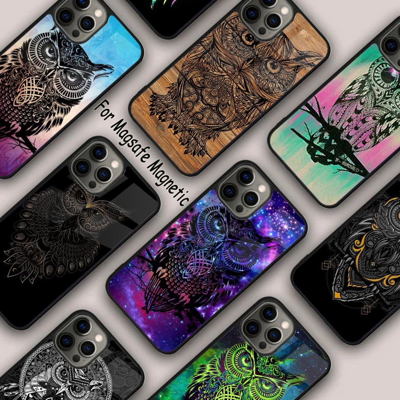 Mandala Owl Magnetic Phone Case For APPLE iPhone 16 14 13 12 11 Pro Max 15 Plus Wireless Charge With MagSafe Cover