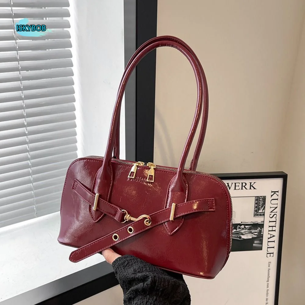 

Casual Korean Style Retro Shoulder Bag Solid Color PU Leather Underarm Bag Handbag Large Capacity Crossbody bag Outdoor