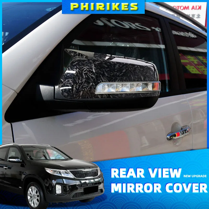 Für Kia Sorento XM 2009-2014 ABS-Spiegelabdeckung Carbon-Optik Rückspiegelgehäuse zum Aufkleben Auto-Styling