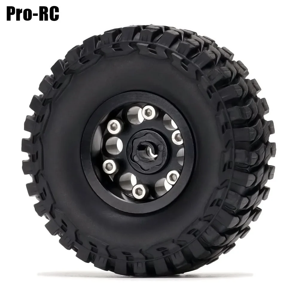 1.0" Alloy Beadlock Wheel Rim & 54x20mm Rubber Tire & Hex 4Pcs for RC 1/24 Axial SCX24 90081 Jimny Other Mini/Micro Crawler Car