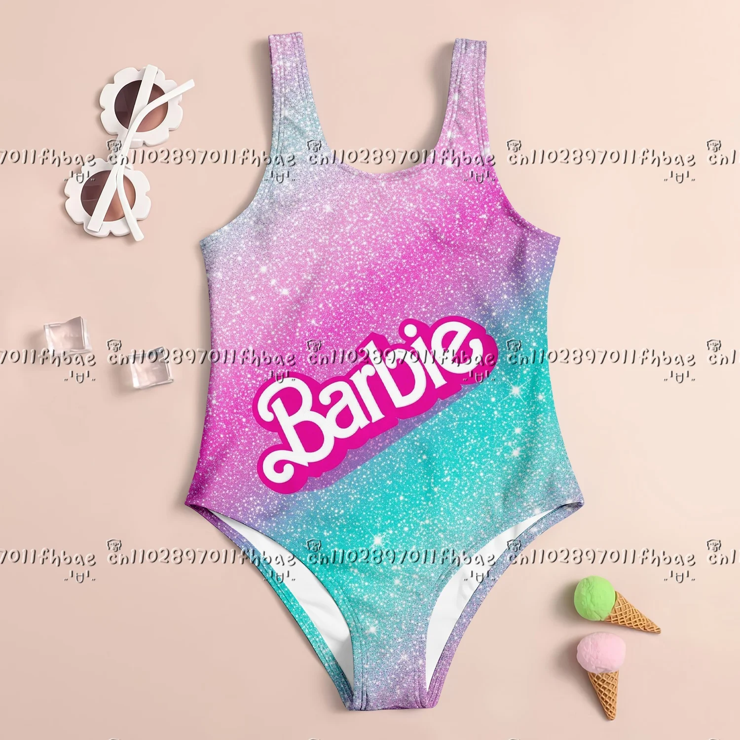 

25-26 новых детских и женских цельных купальников, модная детская одежда Barbi-e 3d, милая модная пляжная одежда, дышащий легкий костюм