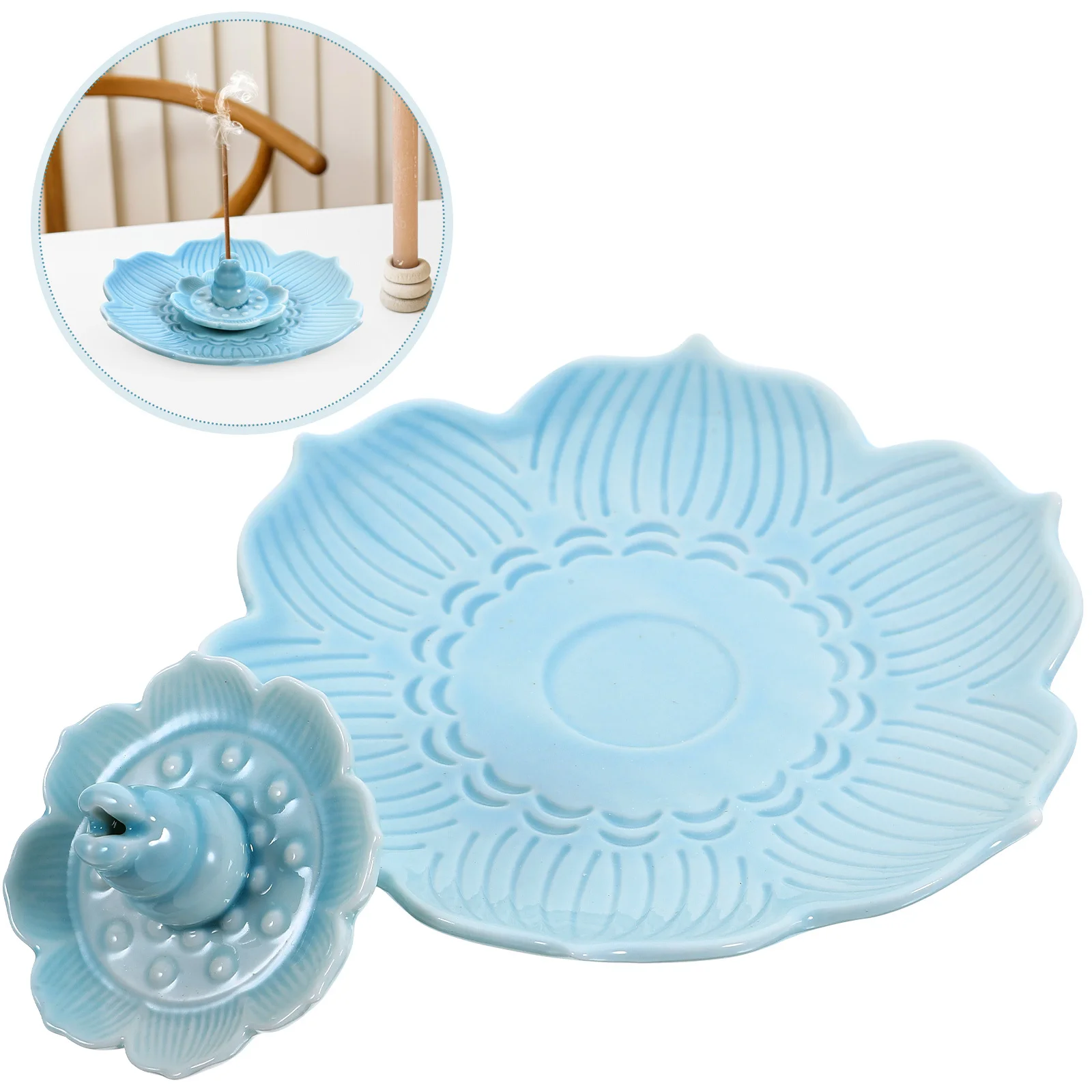 

Lotus Incense Holder Ceramic Creative Design Suitable for Multiple Scenes Adorable Table Decoration Stable Base