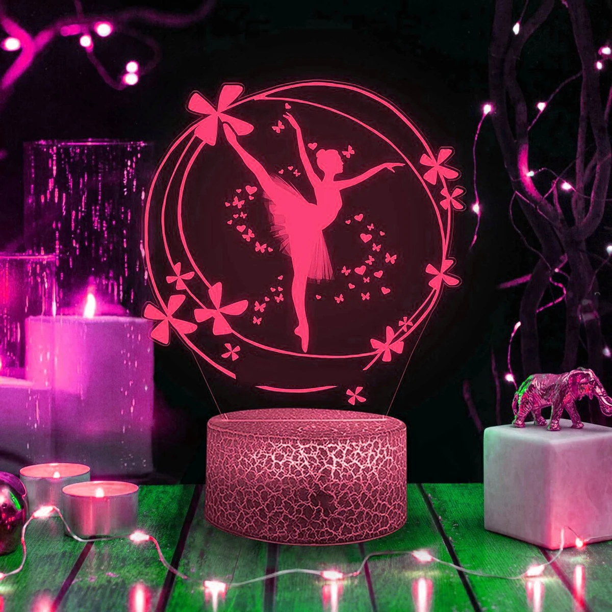 Ballet DIY  3D Led Optical Illusion Table Lamp Bedside For Children Bedroom Decor Birthday Gift Night Light