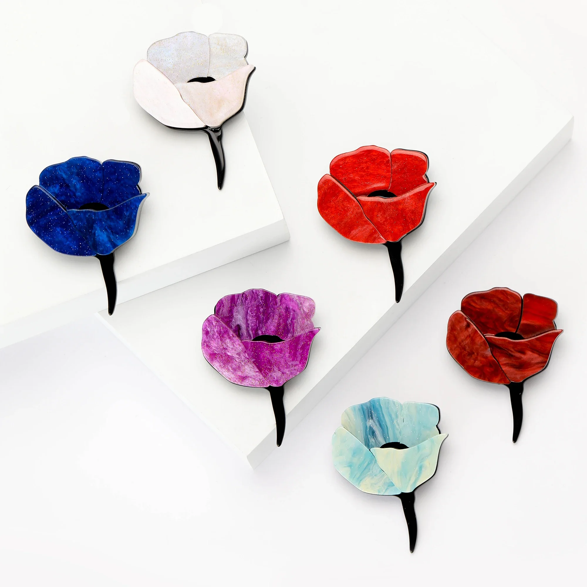 New Acrylic Rose Pins for Women Unisex Flower Brooches Event Party Backpack Decoration Clothes Accessories