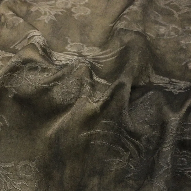 Plant mud-dyed silk jacquard satin is a niche design of fabric