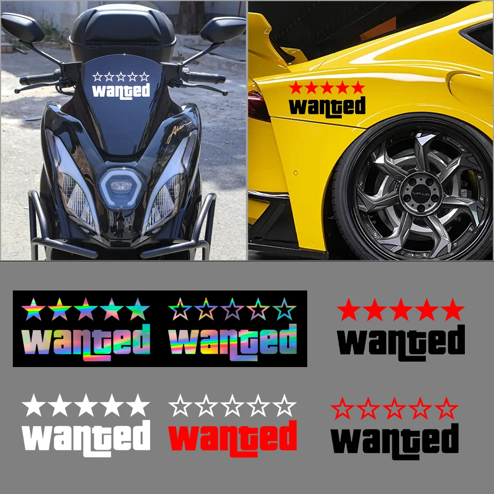 Wanted Laser Car Stickers Car Funny Stickers Auto Vinyl Film Decals for Car Bumper Windows Motorcycle Laptop Walls Accessories