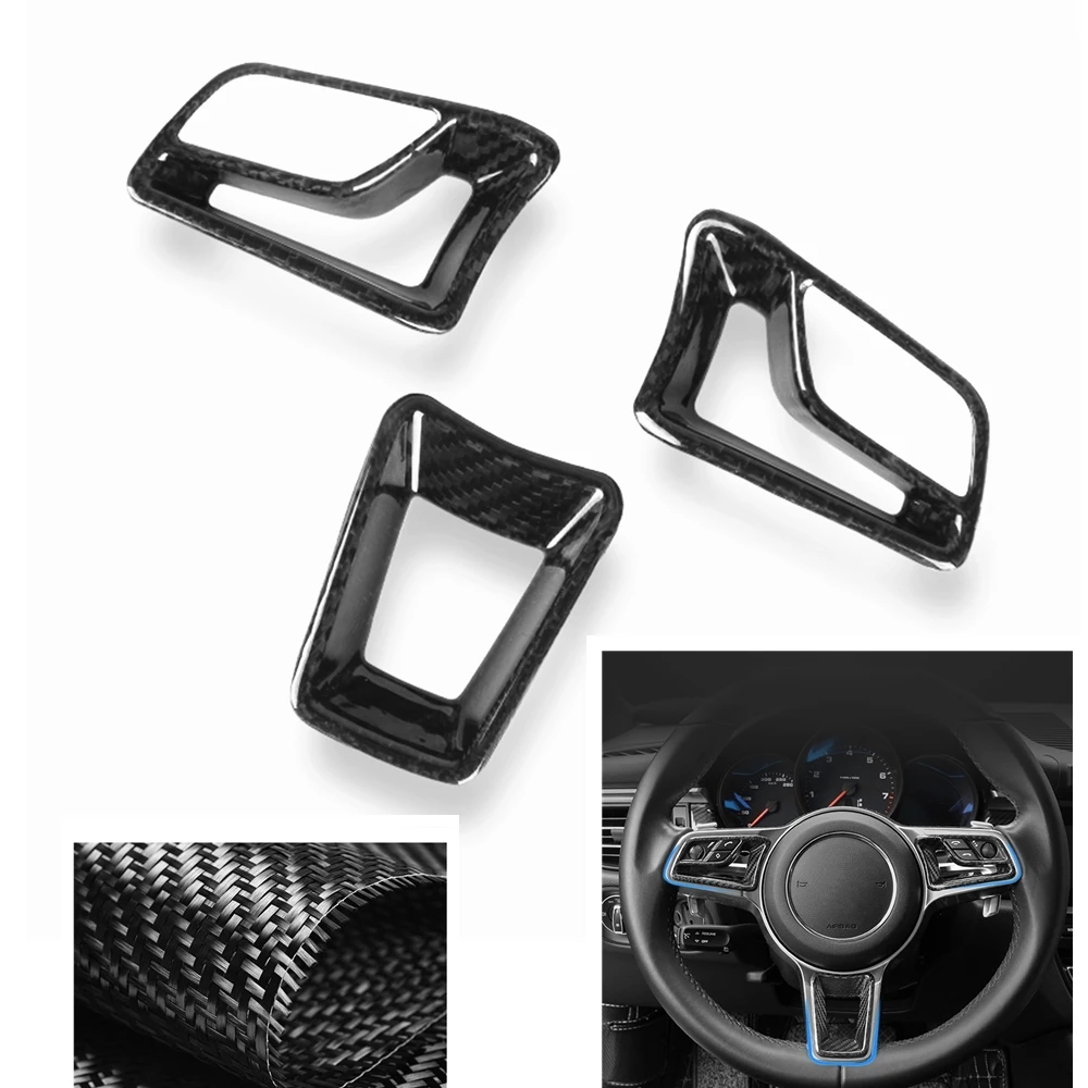 Carbon Fiber Steering Wheel Speed Panel Trim Console Dashboard Meter Cover For Porsche Macan 718 982 Cayman Boxster