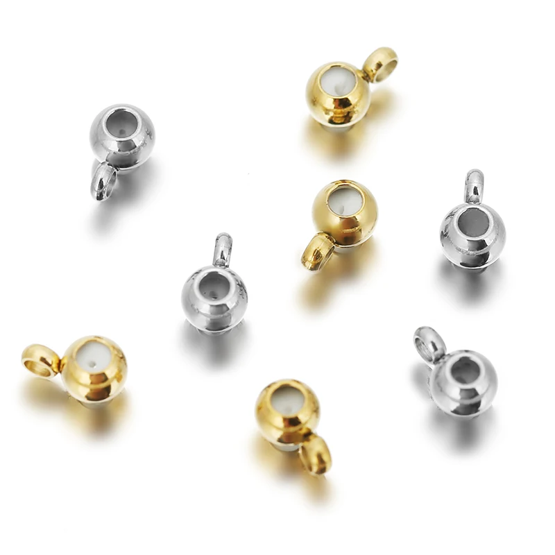 

10pcs/lot Stainless Steel Spacer Charm Beads Round Flat Rondelle Stopper Beads with Rubber for DIY Jewelry Making Materrials