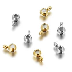 10pcs/lot Stainless Steel Spacer Charm Beads Round Flat Rondelle Stopper Beads with Rubber for DIY Jewelry Making Materrials